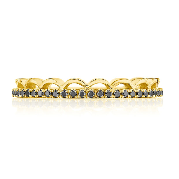 Crescent Crown Ring with Black Diamond