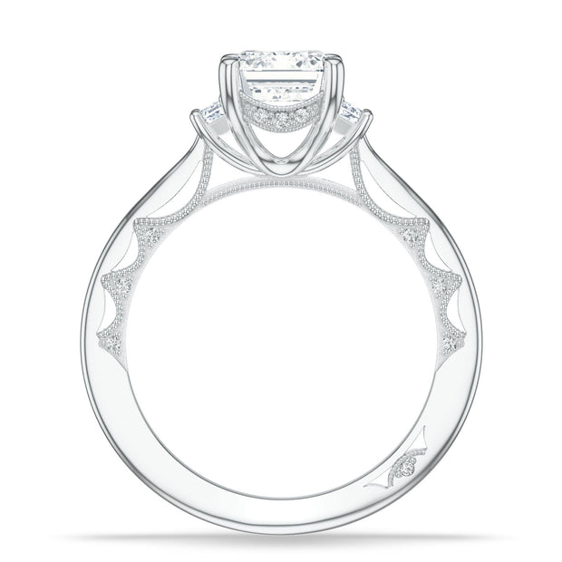 Tacori Lunetta Crescent Emerald Cut Three-Stone Engagement Ring Setting