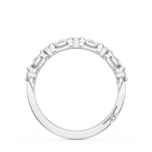 Alliance en diamants ronds et de taille marquises Tacori Sculpted Crescent