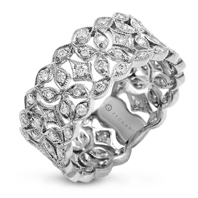 ZR1294 Bague main droite en or 14 carats avec diamants