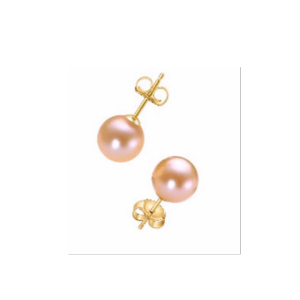 Freshwater Peach Pearl Stud Earrings