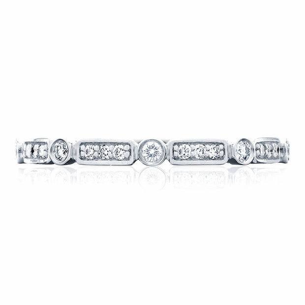 Round Bezel Droplet with Rectangular Basket Wedding Band