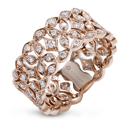 ZR1294 Bague main droite en or 14 carats avec diamants