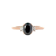 Oval Black Diamond Engagement Ring