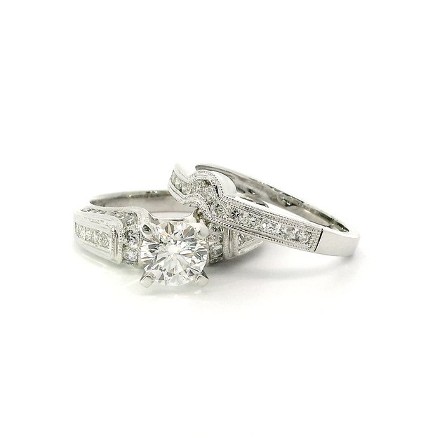 Ensemble de mariage avec diamant de laboratoire