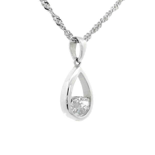 Half-Moon Diamond Teardrop Pendant