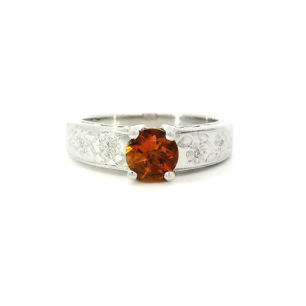 Bague citrine en platine avec filigrane d'or jaune