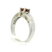  Bague citrine en platine avec filigrane d'or jaune