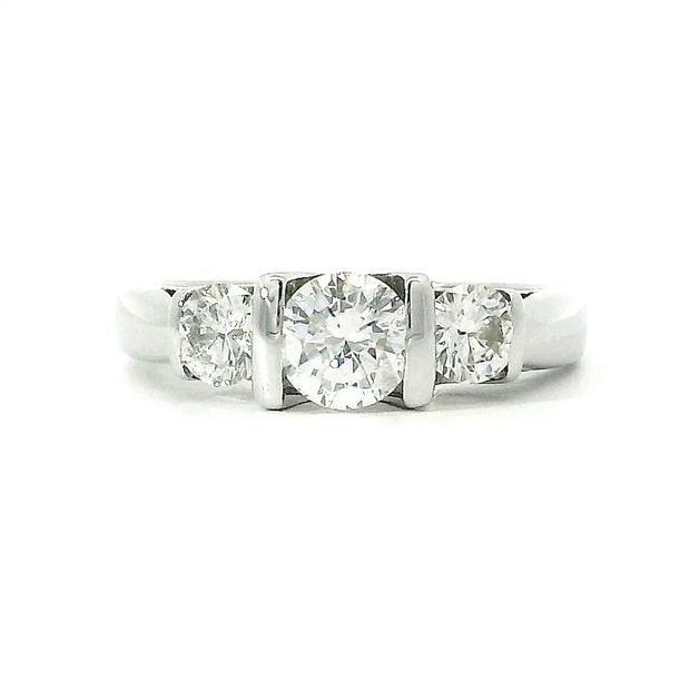 Estate Three-Stone Diamond Ring in White Gold