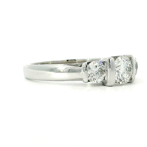 Estate Three-Stone Diamond Ring in White Gold