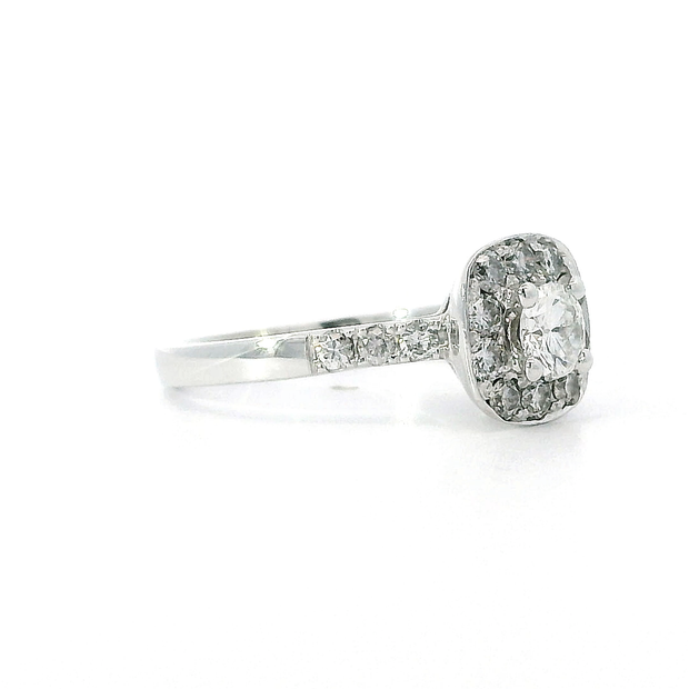 Bague de fiançailles d'héritage en or blanc et diamants