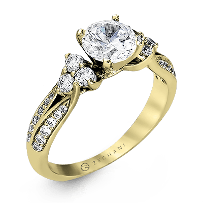 Bague de fiançailles ZR342 en or 14 carats avec diamants