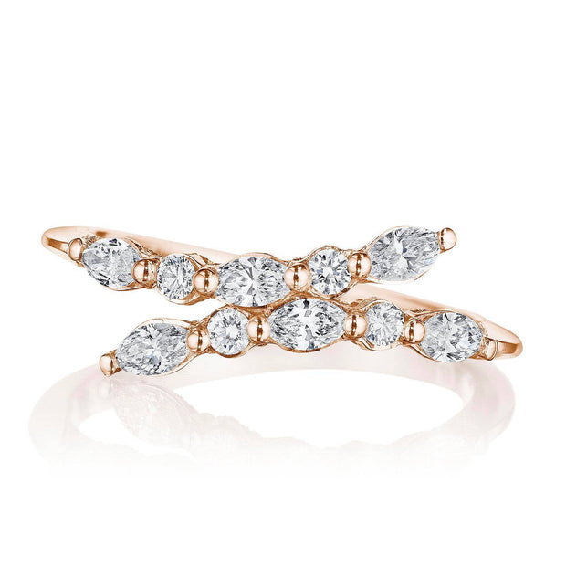 Marquise and Round Diamond Ring in 18kt Rose Gold