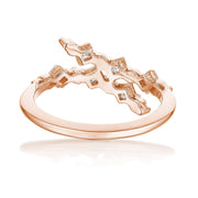 Carré and Round Diamond Ring in 18kt Rose Gold