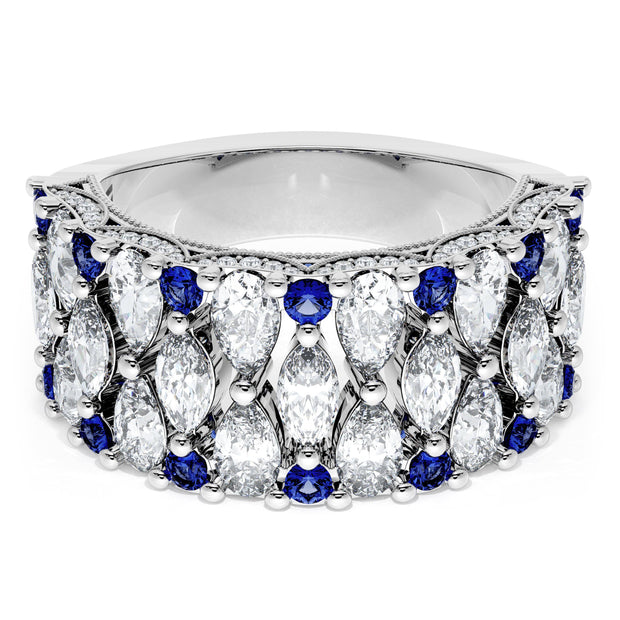 Marquise and Pear Blue Sapphire Mosaic Band