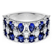 Marquise and Pear Blue Sapphire Mosaic Band