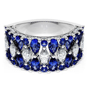 Marquise and Pear Blue Sapphire Mosaic Band