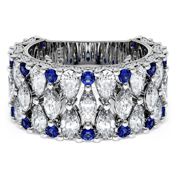 Marquise and Pear Blue Sapphire Mosaic Band