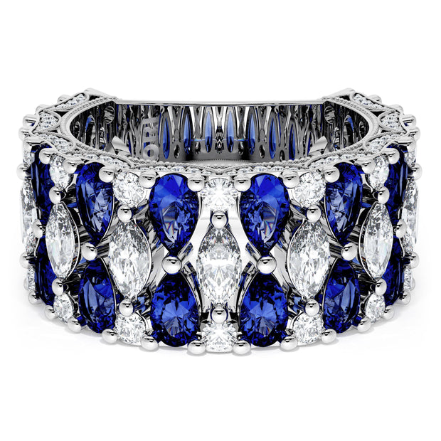 Marquise and Pear Blue Sapphire Mosaic Band