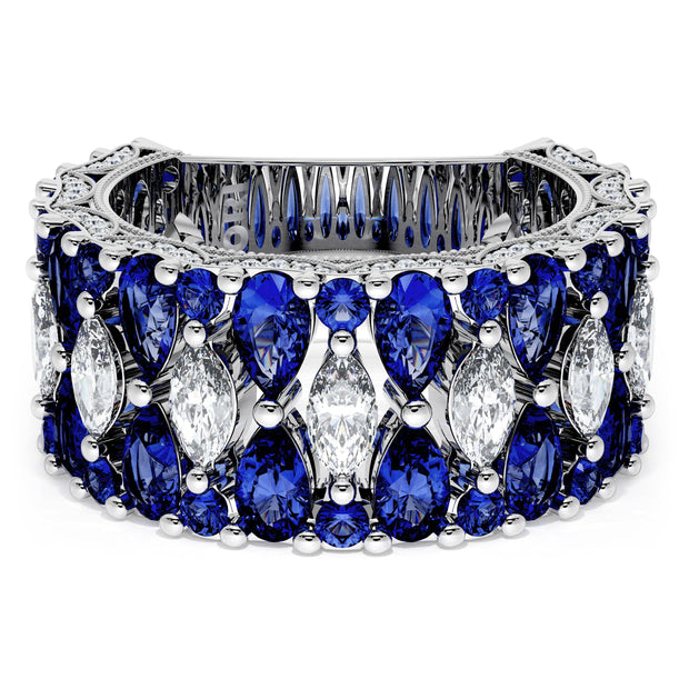Marquise and Pear Blue Sapphire Mosaic Band