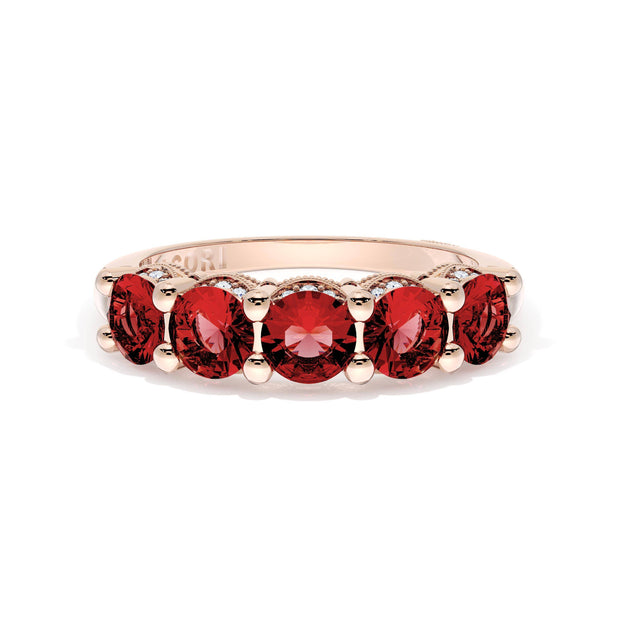Round Cut Ruby Eternity Band in 18kt Rose Gold