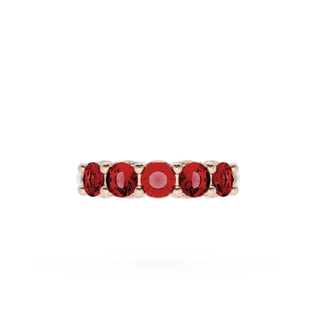 Round Cut Ruby Eternity Band