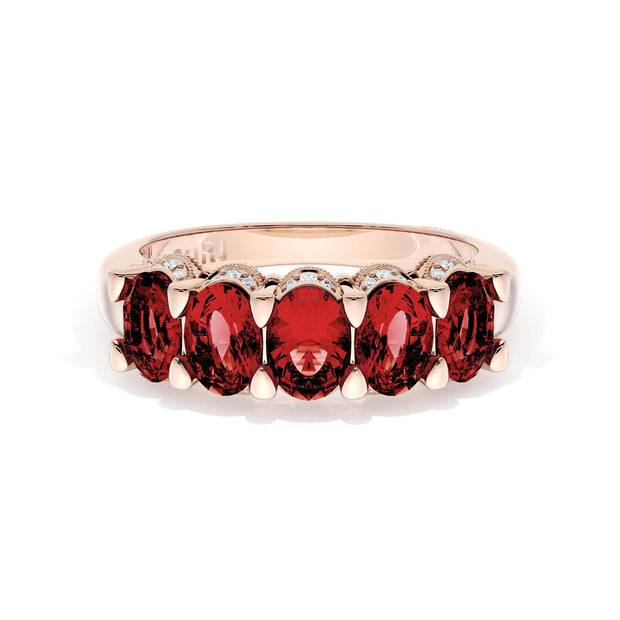 Oval Cut Ruby Eternity Band in 18kt Rose Gold