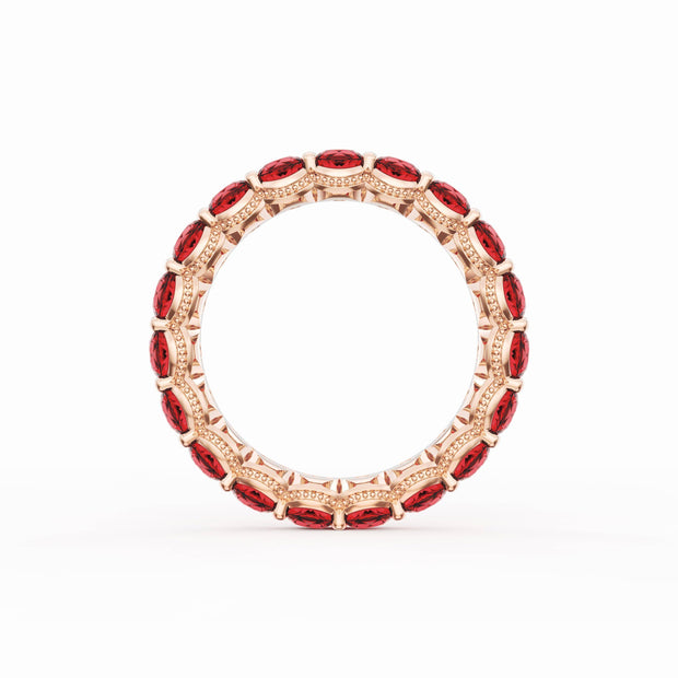 Round Cut Ruby Eternity Band in 18kt Rose Gold