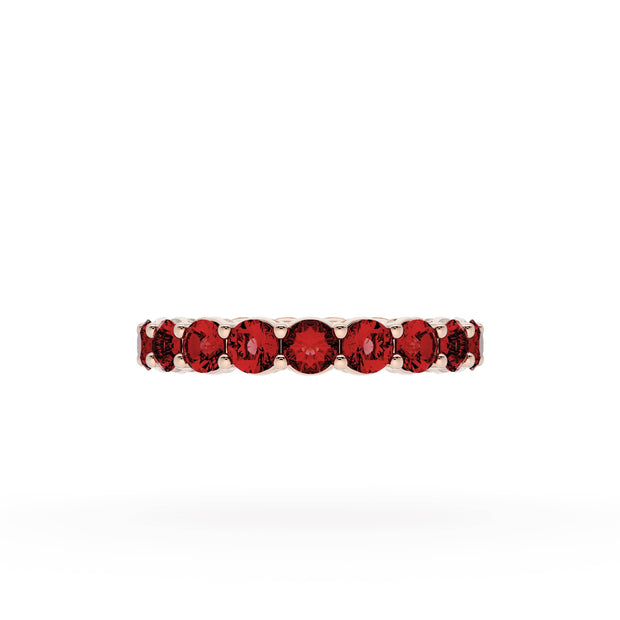 Round Cut Ruby Eternity Band in 18kt Rose Gold