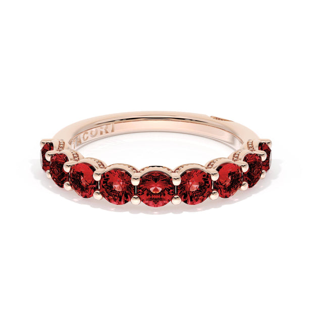 Round Cut Ruby Eternity Band in 18kt Rose Gold