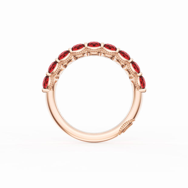 Round Cut Ruby Eternity Band in 18kt Rose Gold