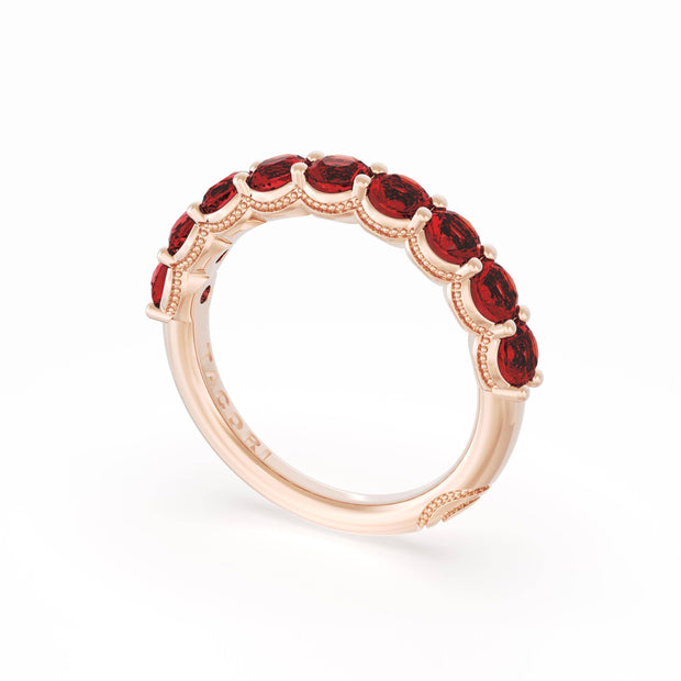 Round Cut Ruby Eternity Band in 18kt Rose Gold
