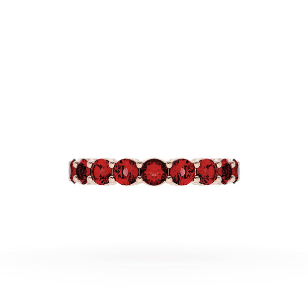 Round Cut Ruby Eternity Band in 18kt Rose Gold