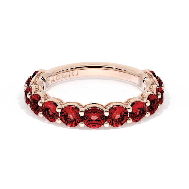 Round Cut Ruby Eternity Band in 18kt Rose Gold