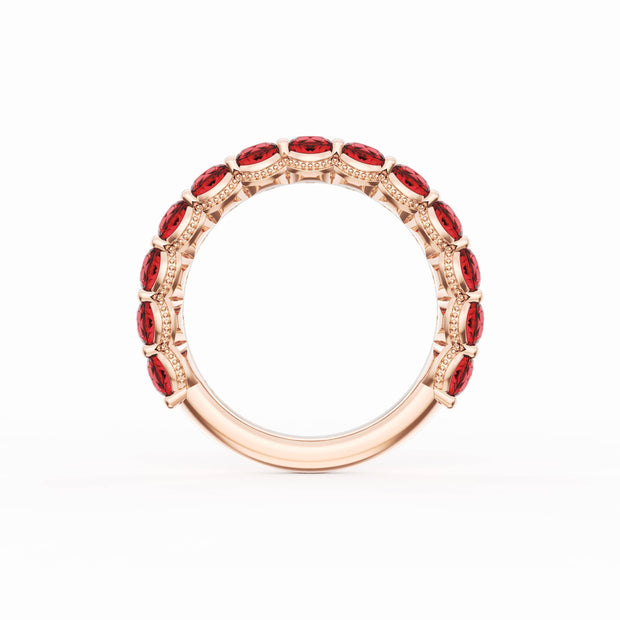 Round Cut Ruby Eternity Band in 18kt Rose Gold