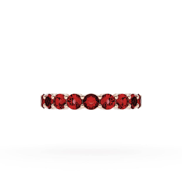 Round Cut Ruby Eternity Band in 18kt Rose Gold