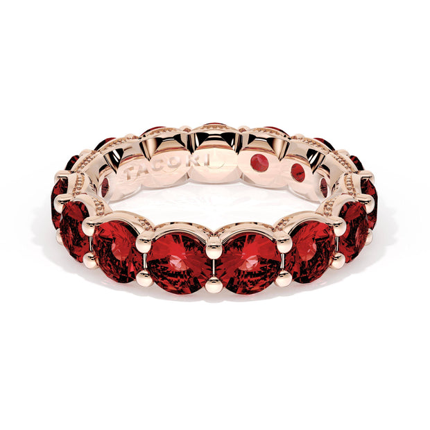 Round Cut Ruby Eternity Band in 18kt Rose Gold