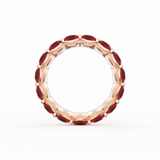 Round Cut Ruby Eternity Band in 18kt Rose Gold