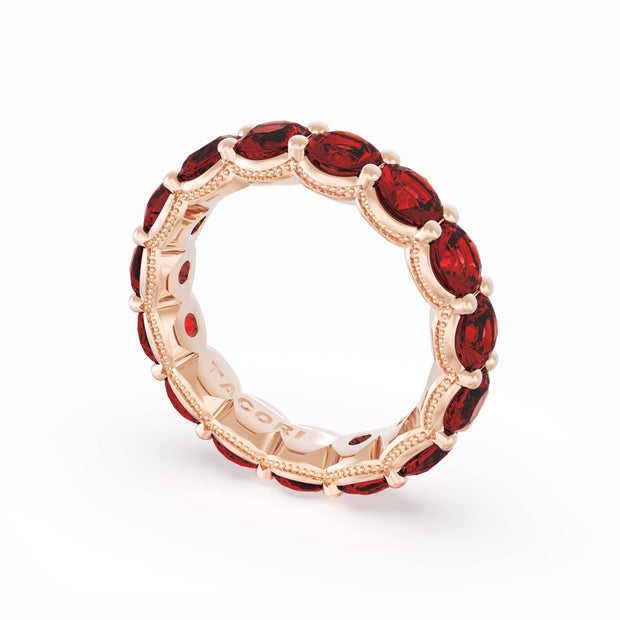 Round Cut Ruby Eternity Band in 18kt Rose Gold