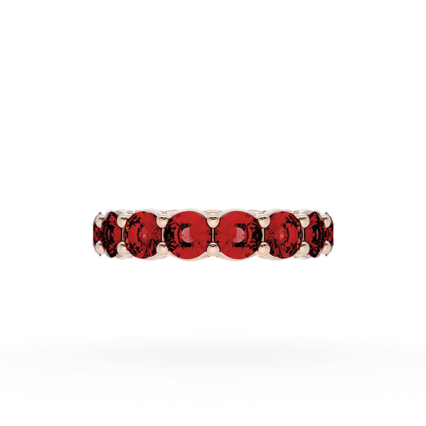 Round Cut Ruby Eternity Band in 18kt Rose Gold