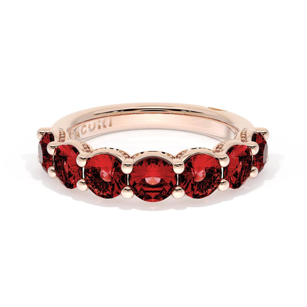 Round Cut Ruby Eternity Band in 18kt Rose Gold