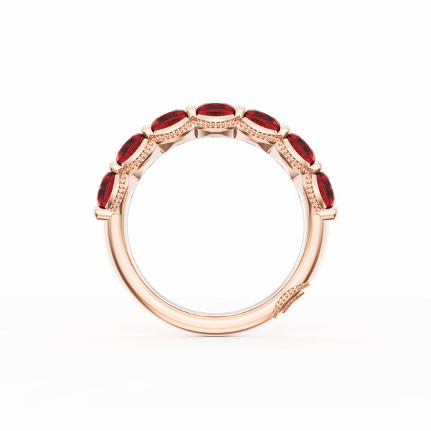 Round Cut Ruby Eternity Band in 18kt Rose Gold