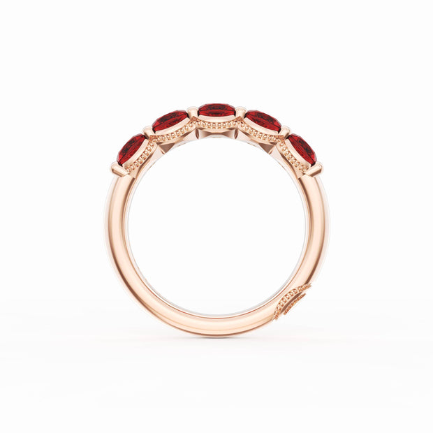 Round Cut Ruby Eternity Band in 18kt Rose Gold