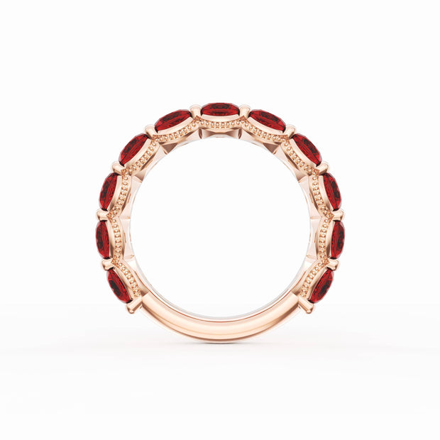 Round Cut Ruby Eternity Band in 18kt Rose Gold