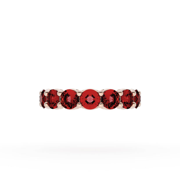 Round Cut Ruby Eternity Band in 18kt Rose Gold