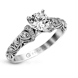 Bague de fiançailles ZR916 en or 14 carats avec diamants