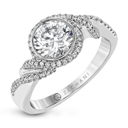 Bague de fiançailles ZR1508 en or 14 carats avec diamants