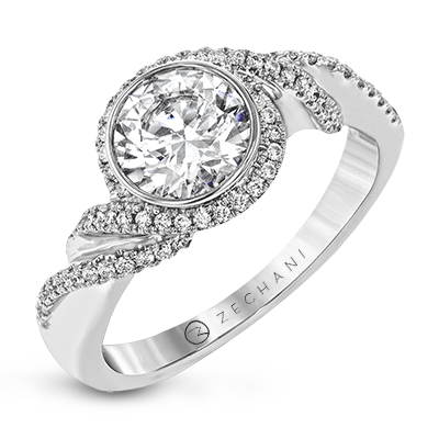 Bague de fiançailles ZR1508 en or 14 carats avec diamants