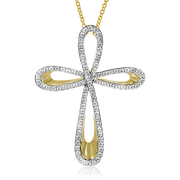 Pendentif croix ZP470 en or 14 carats avec diamants