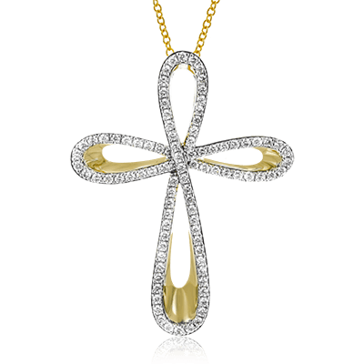 Pendentif croix ZP470 en or 14 carats avec diamants